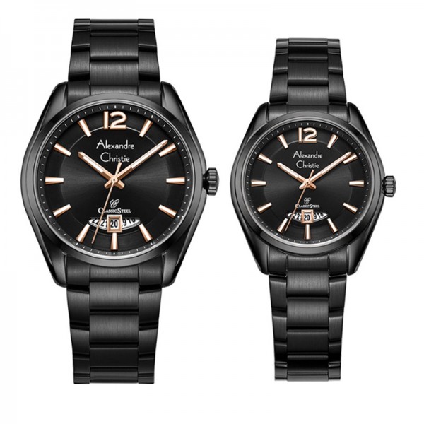 Alexandre Christie AC 8679 Full Black Rosegold Couple Alexandre Christie AC 8679 Full Black Rosegold Couple